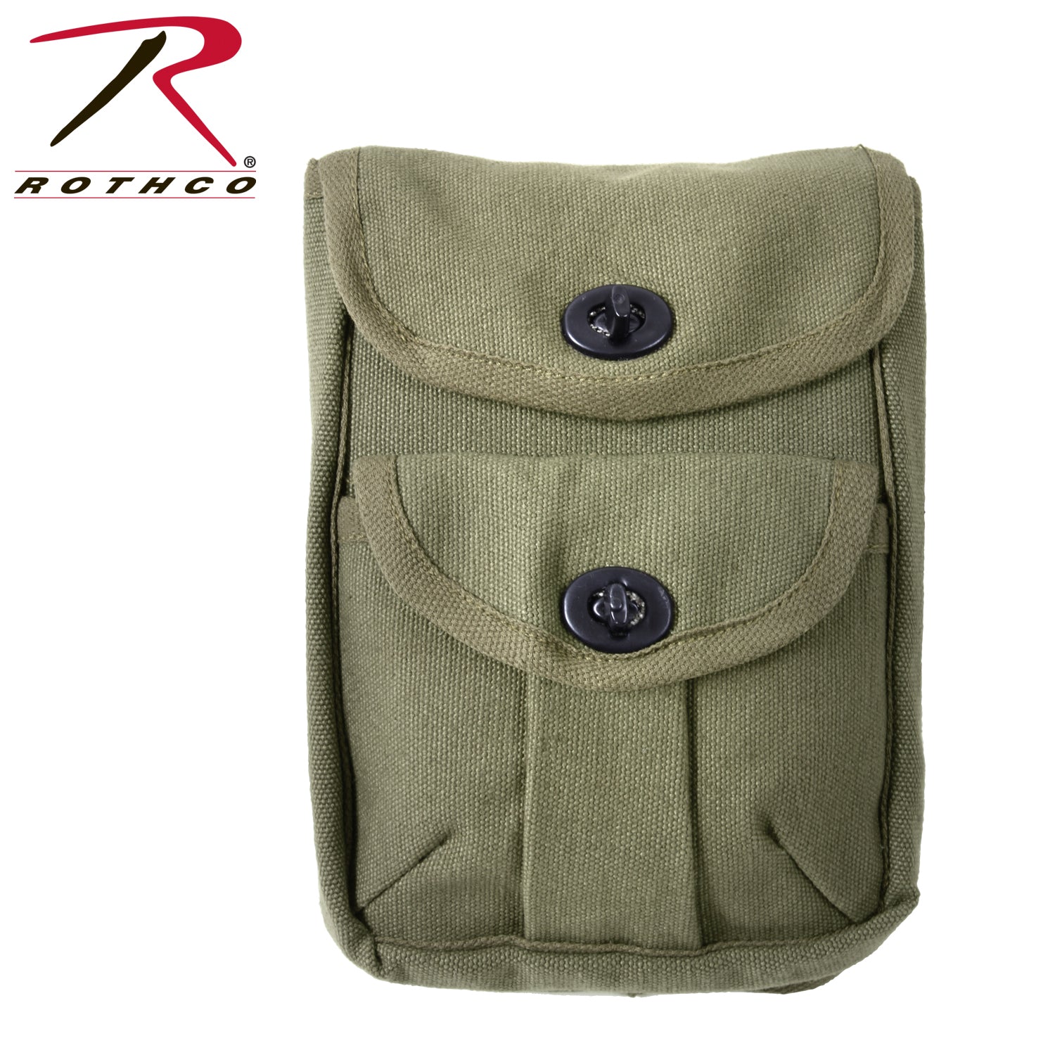 Rothco 9002 Olive Drab Two-Pocket Ammo Pouch with Heavy-Duty Canvas