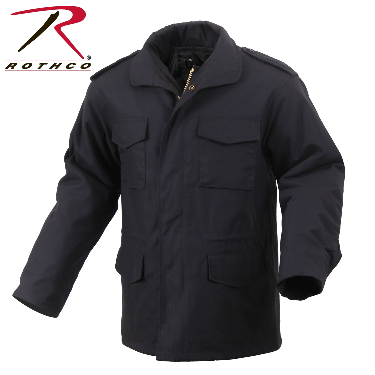 Rothco M-65 Field Jacket Black Size M - Water-Resistant Military Outerwear with Removable Insulation