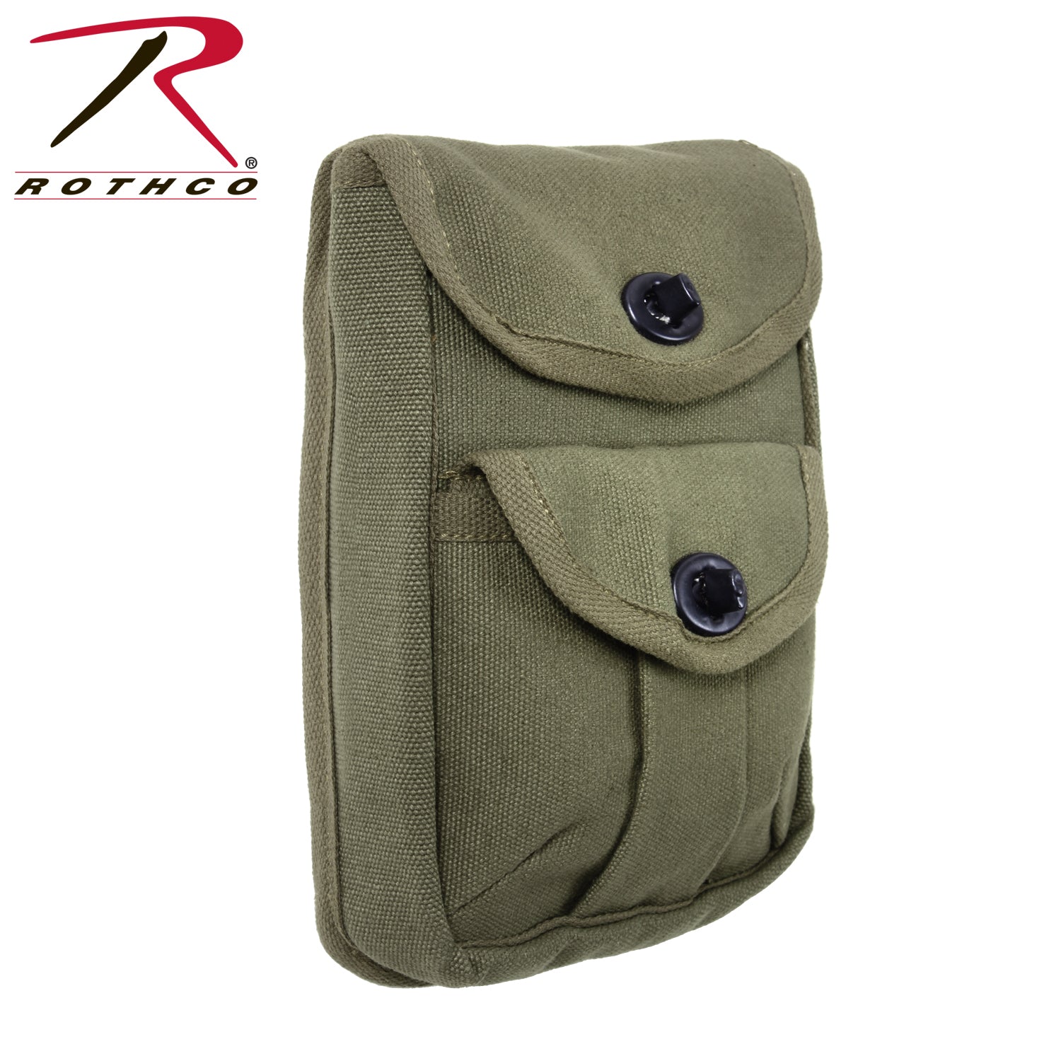 Rothco 9002 Olive Drab Two-Pocket Ammo Pouch with Heavy-Duty Canvas