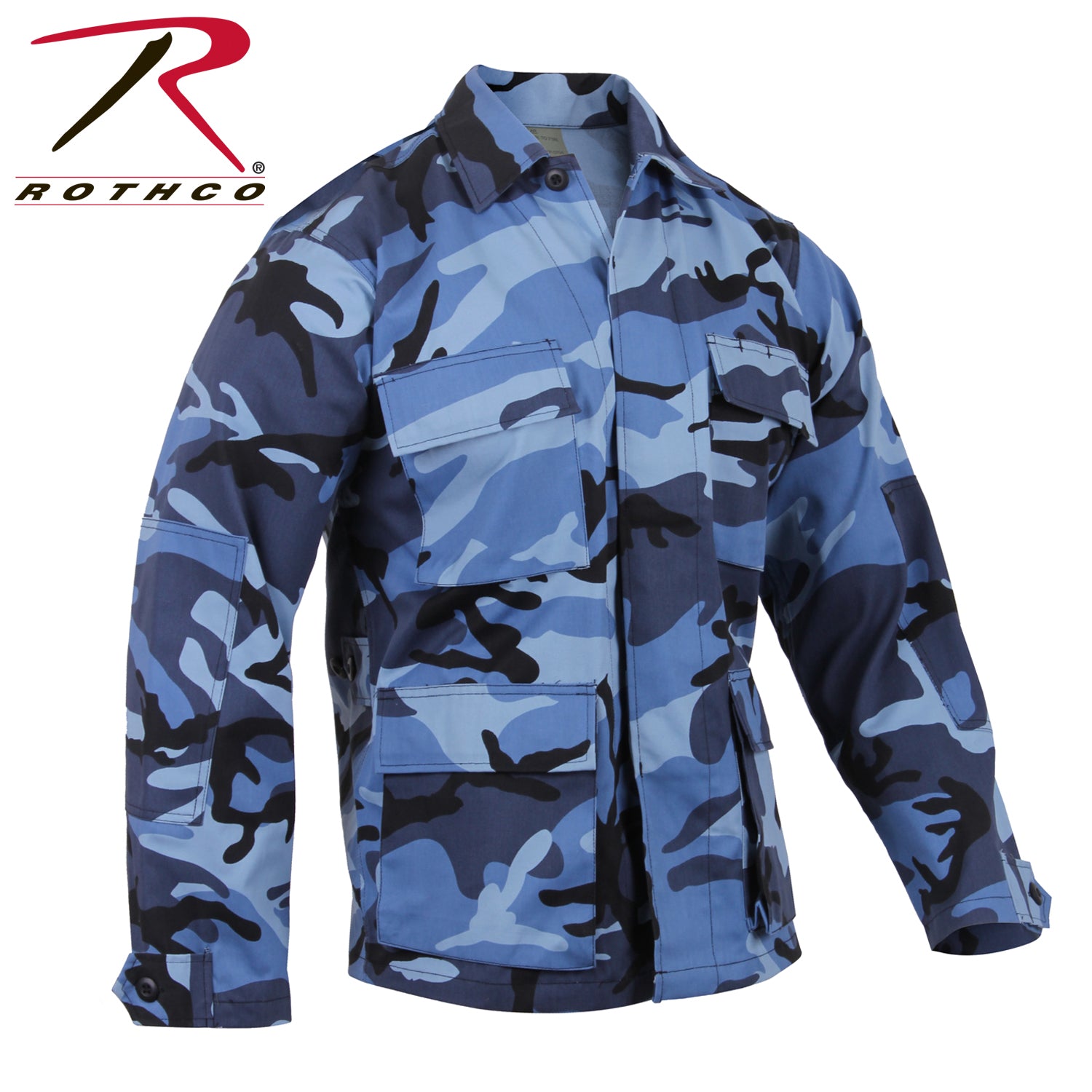 Rothco Twill BDU Shirt Sky Blue Camo Size M – Military-Style Tactical Long Sleeve Uniform Shirt