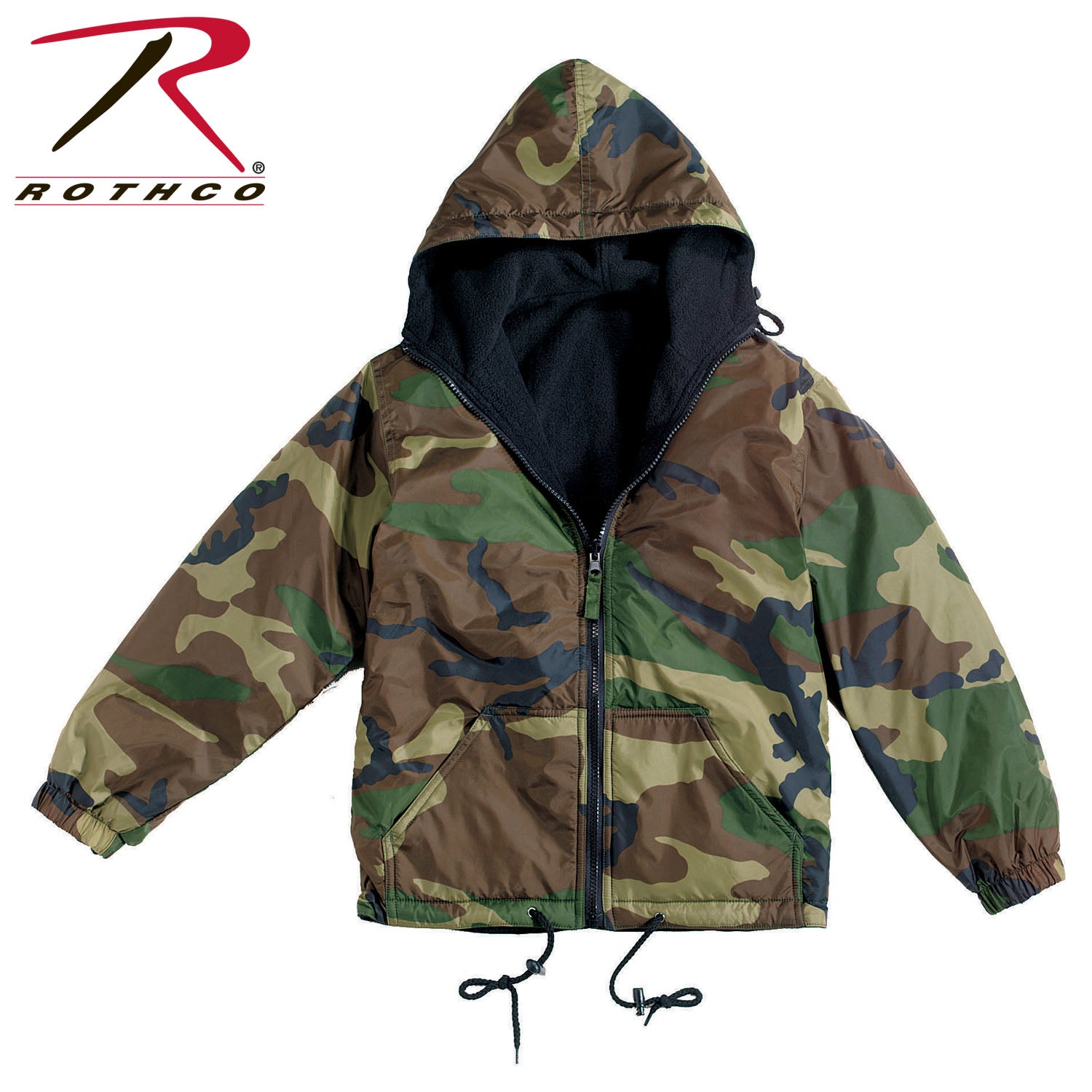 Rothco Reversible Lined Jacket with Hood – Woodland Camo Size S