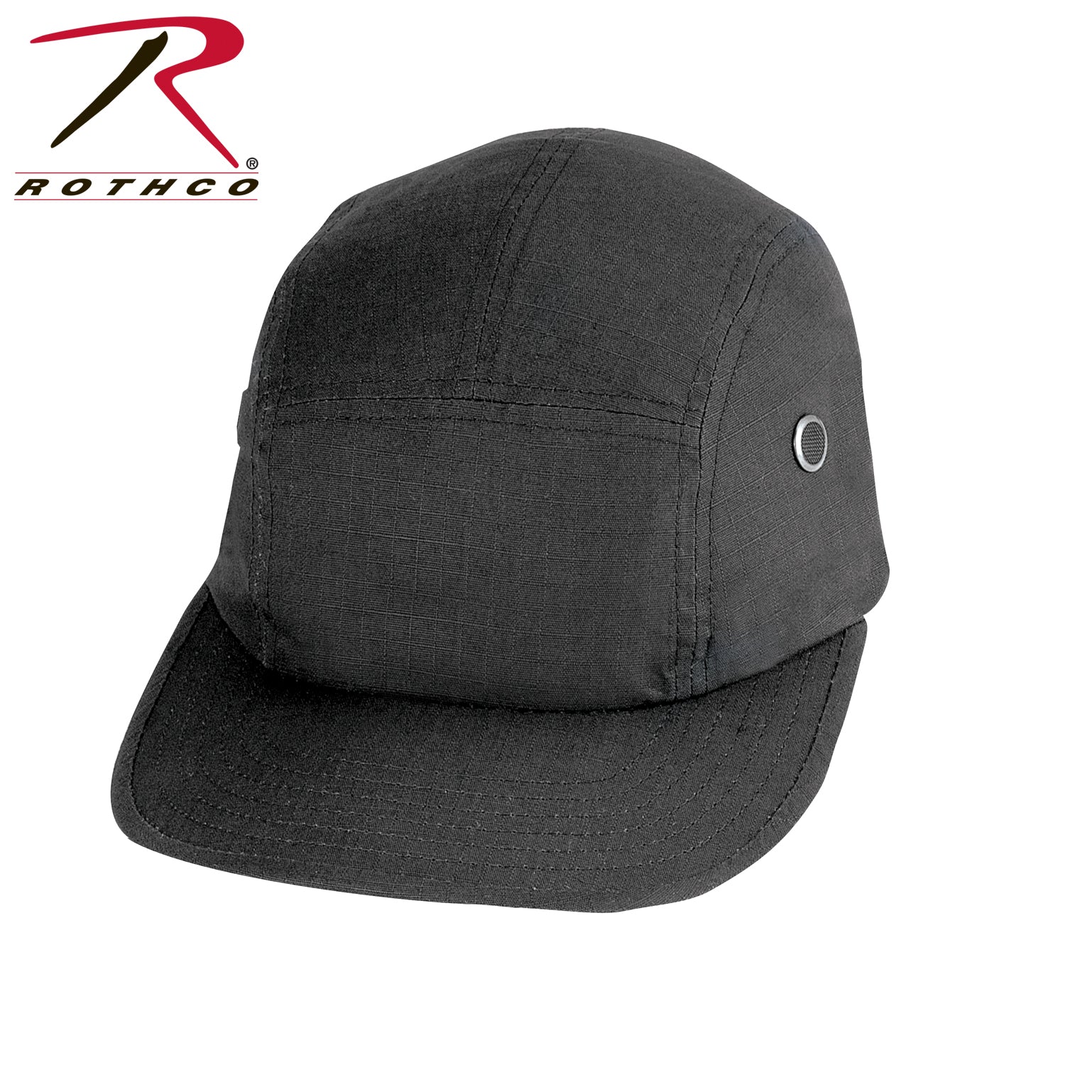 Rothco 9544 Black 5 Panel Rip-Stop Street Cap - Durable Cotton Headwear for Everyday Use