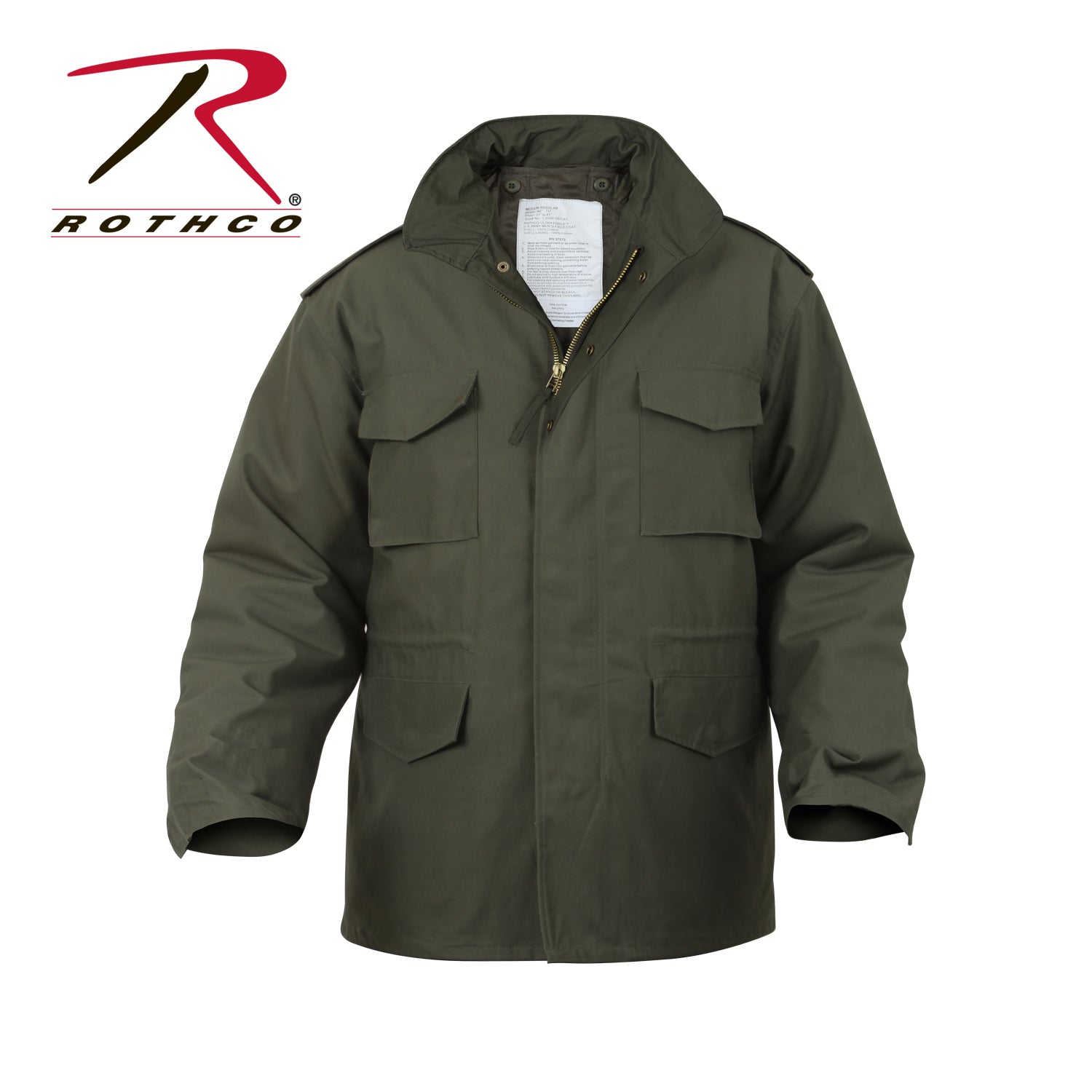 Rothco M-65 Field Jacket Olive Drab Size Large – Waterproof Military Outerwear with Removable Liner