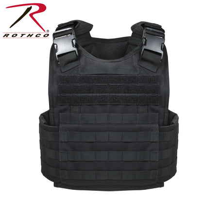 Rothco MOLLE Plate Carrier Vest Black, Size Regular – Tactical Military Armor Vest with Multiple Plate Pockets