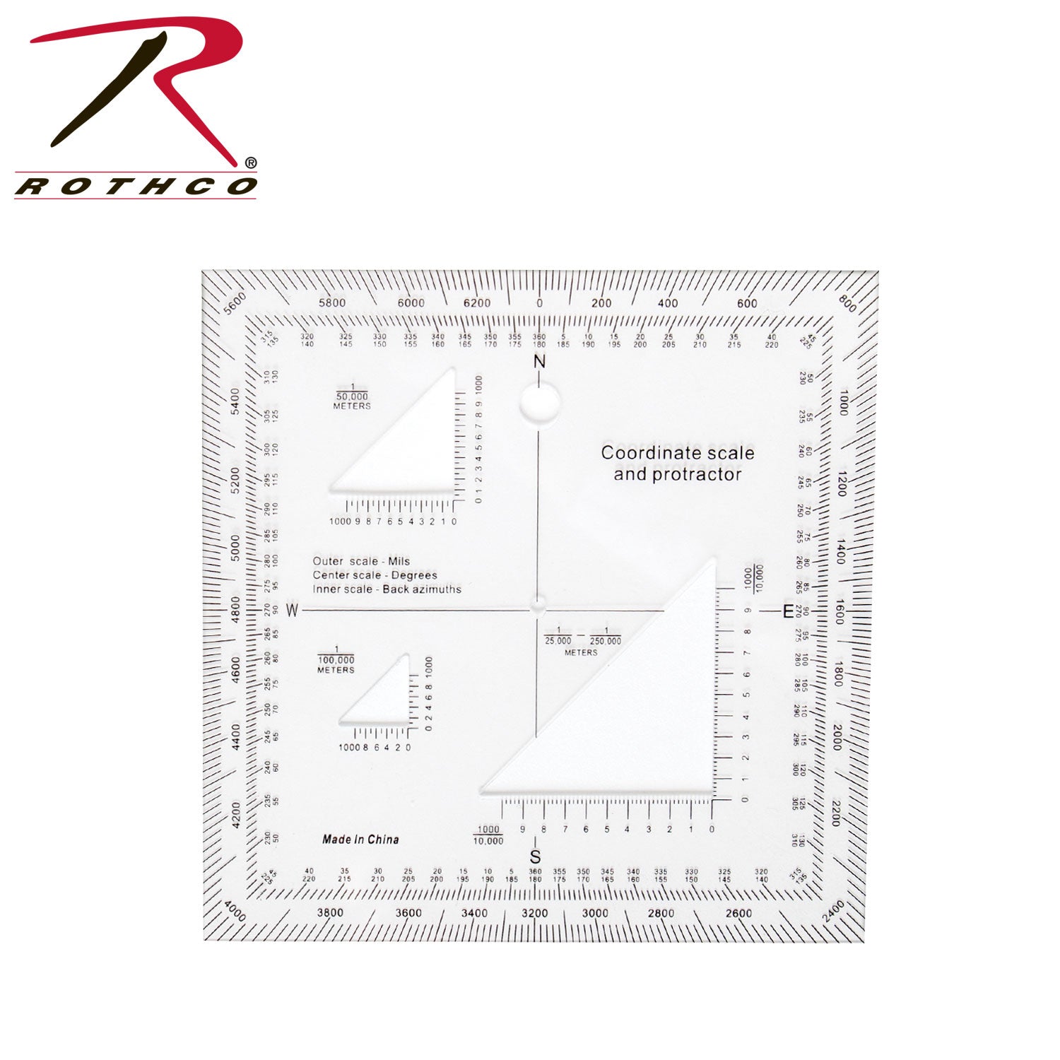 Rothco Coordinate Scale Protractor - 5 Inch Field Navigation Tool for Precise Map Measurements