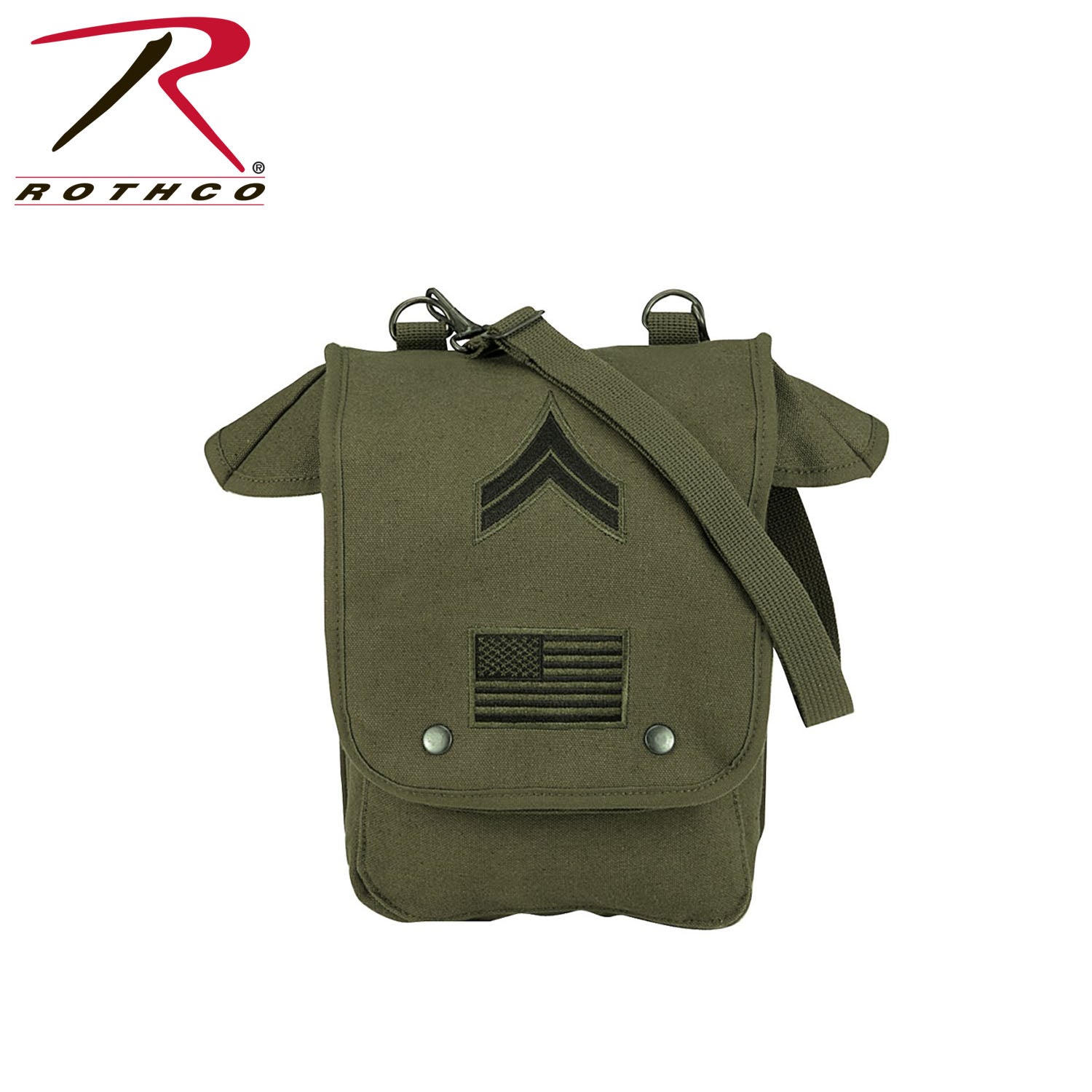 Rothco Canvas Map Case Shoulder Bag with Military Patches - Compact and Versatile Carry Solution