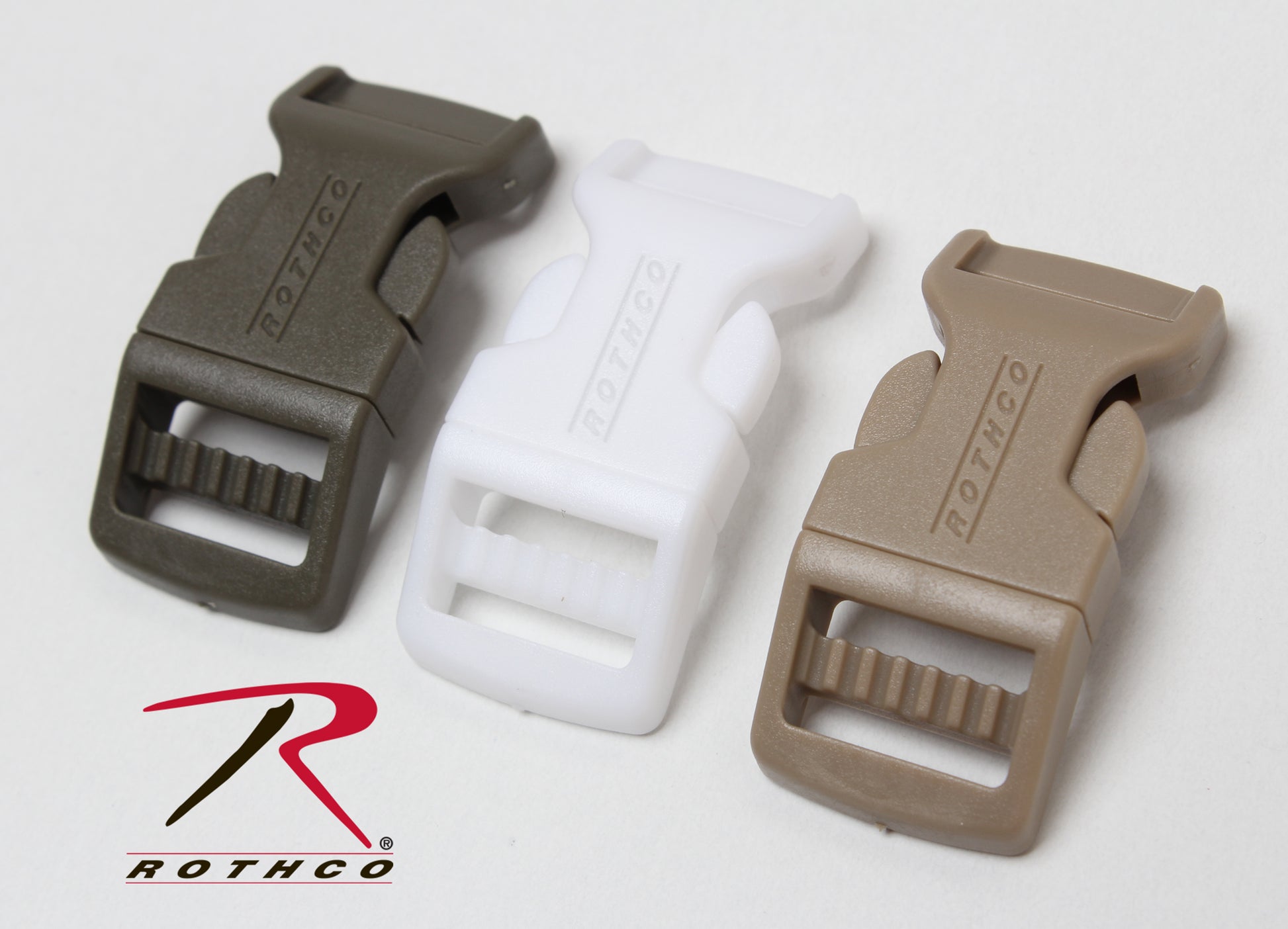 Rothco 5/8 inch White Side Release Buckle - Durable Contoured Webbing Buckle