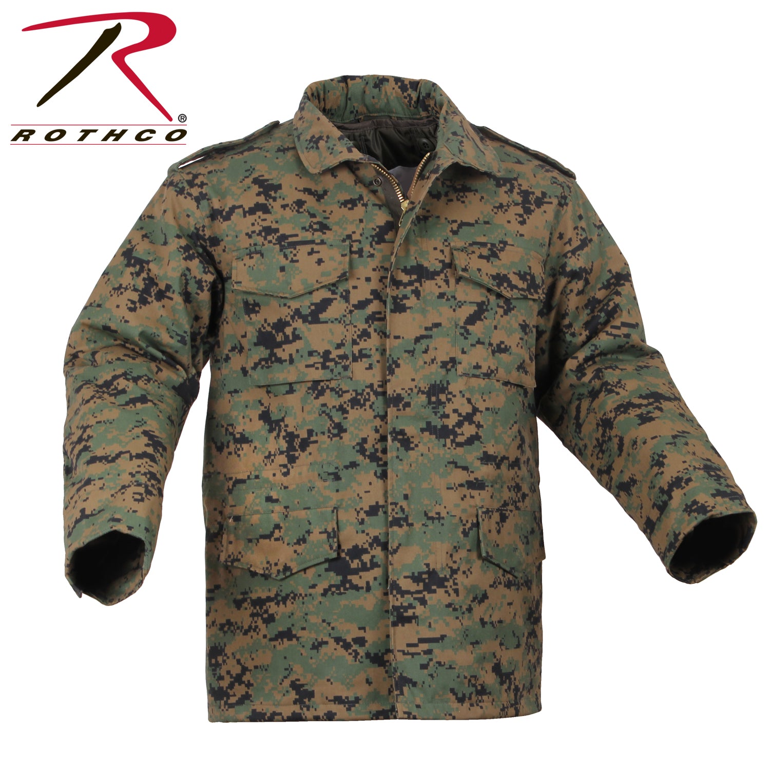 Rothco M-65 Field Jacket Woodland Digital Camo Size M – Water-Resistant Military-Style Outerwear