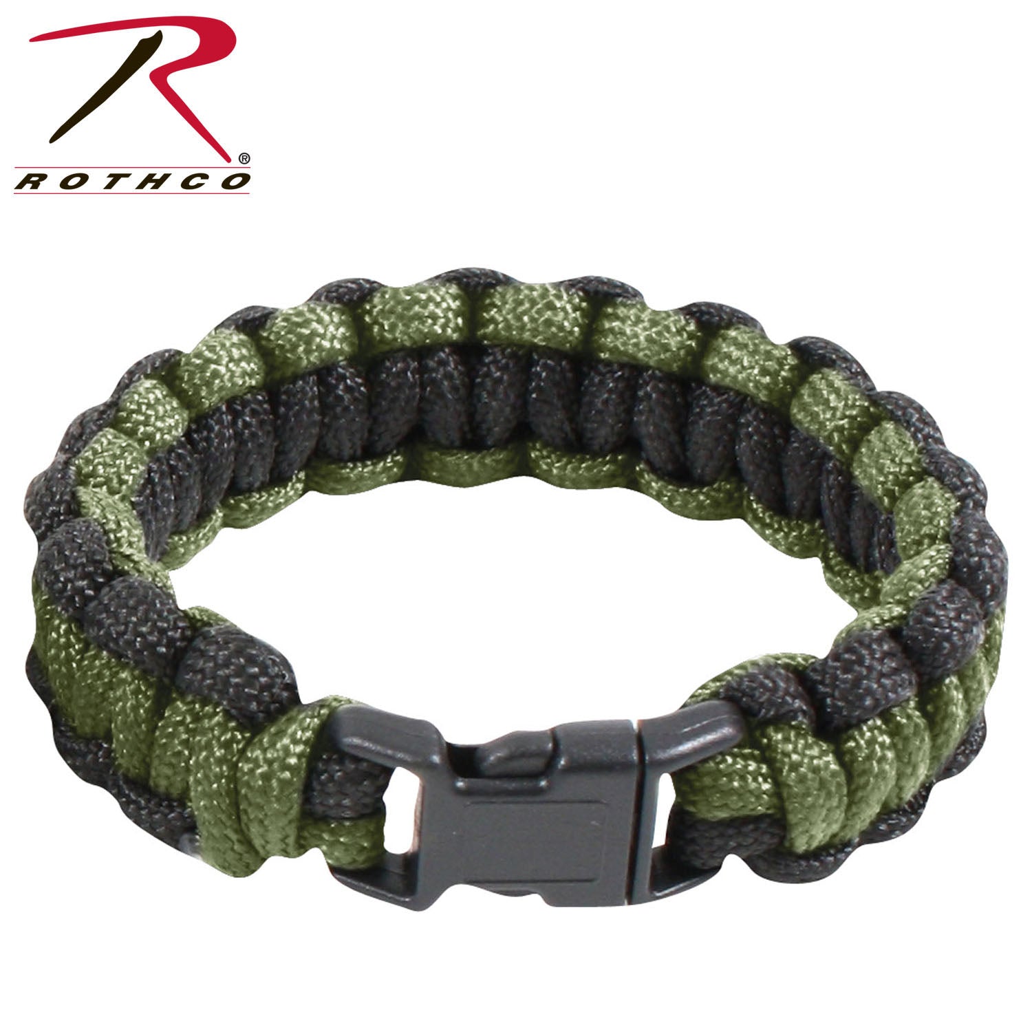 Rothco Two-Tone Paracord Bracelet - Olive Drab and Black, 8 Inches