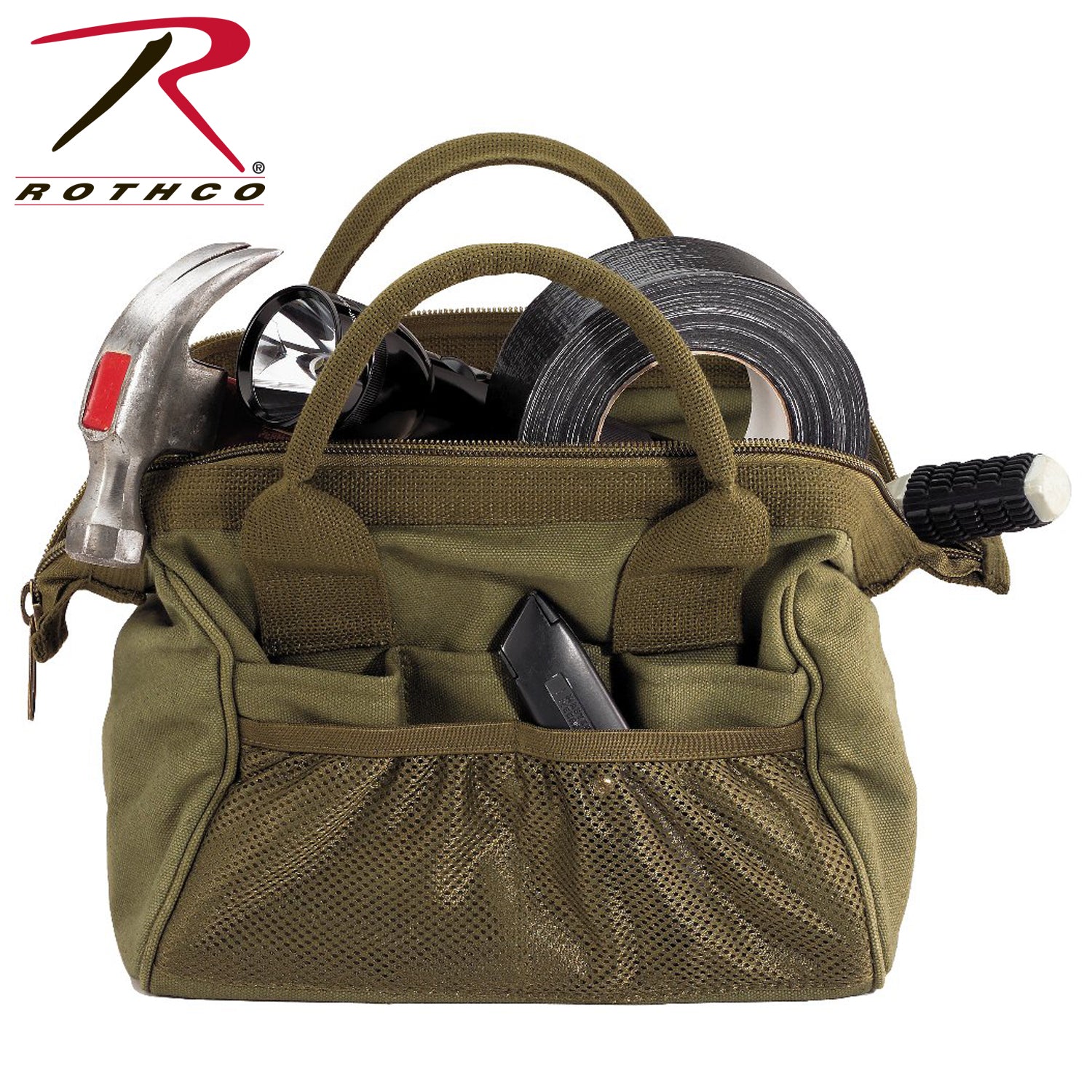 Rothco Heavyweight Canvas Platoon Tool Bag Olive Drab – Durable Military-Style Organizer with Secure Zipper and Carry Handles