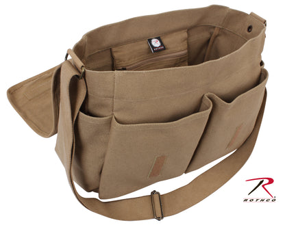 Rothco Classic Canvas Messenger Bag Coyote Brown – Heavy-Duty Military Style with Multiple Pockets and Adjustable Strap