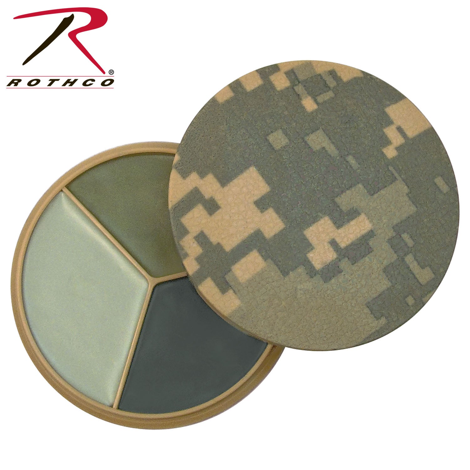 Rothco Digital Camo 3-Color Face Paint Compact – Desert Sand, Urban Grey, Foliage Green