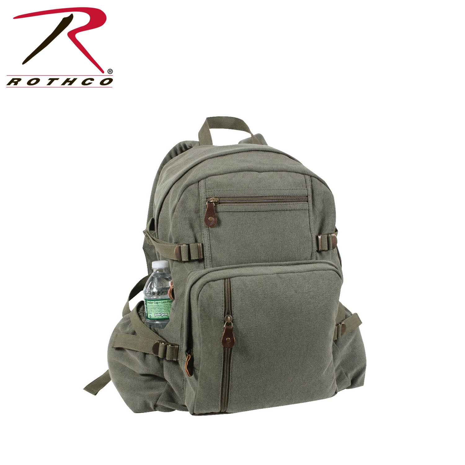 Rothco Jumbo Vintage Canvas Backpack Olive Drab - Military Style 28L Capacity