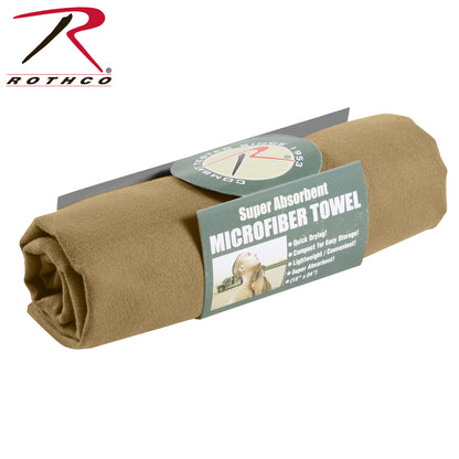 Rothco Microfiber Towel in Coyote Brown – 15" x 24" Travel and Outdoor Essential