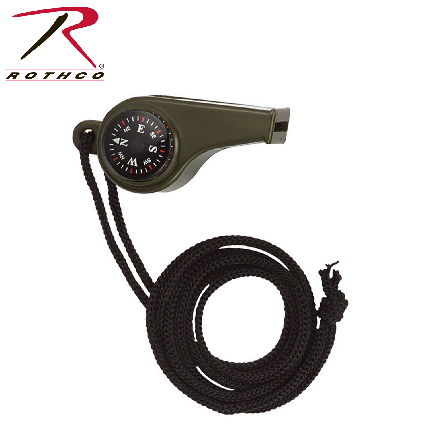 Rothco 3-in-1 Military Style Survival Whistle with Compass and Thermometer, Olive Drab - Part 9401
