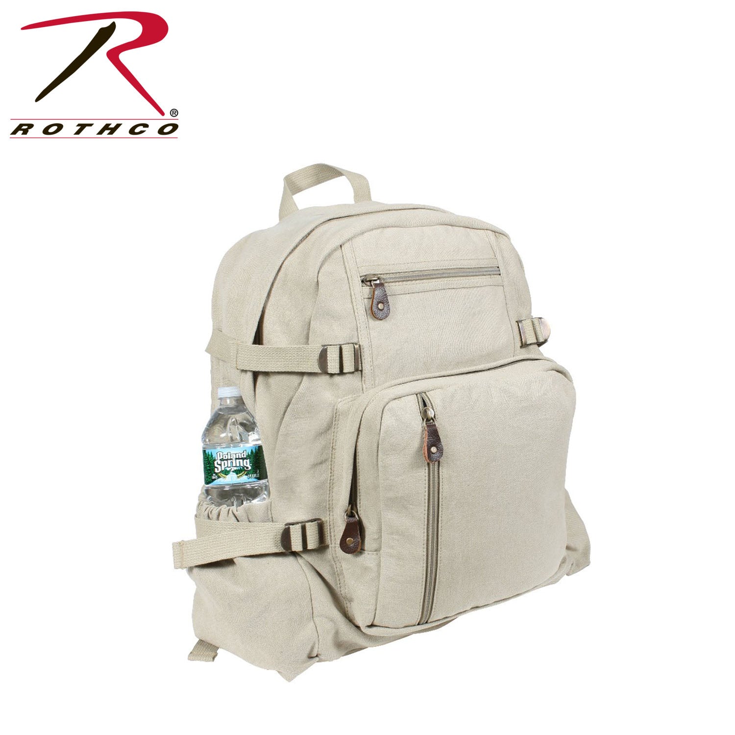 Rothco Jumbo Vintage Canvas Backpack Khaki - Durable Military Style Daypack with Ample Storage
