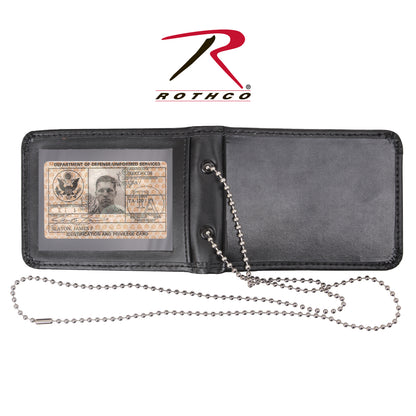 Rothco Leather Neck Identification Holder with 3.25 x 2.25 Inch Window and 33-Inch Chain