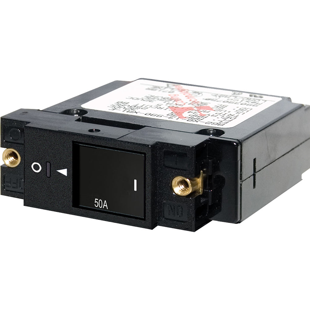 Blue Sea Systems 7433 Single Pole Small Case 2-Inch Slot Reset Rocker Circuit Breaker - 50 Amp