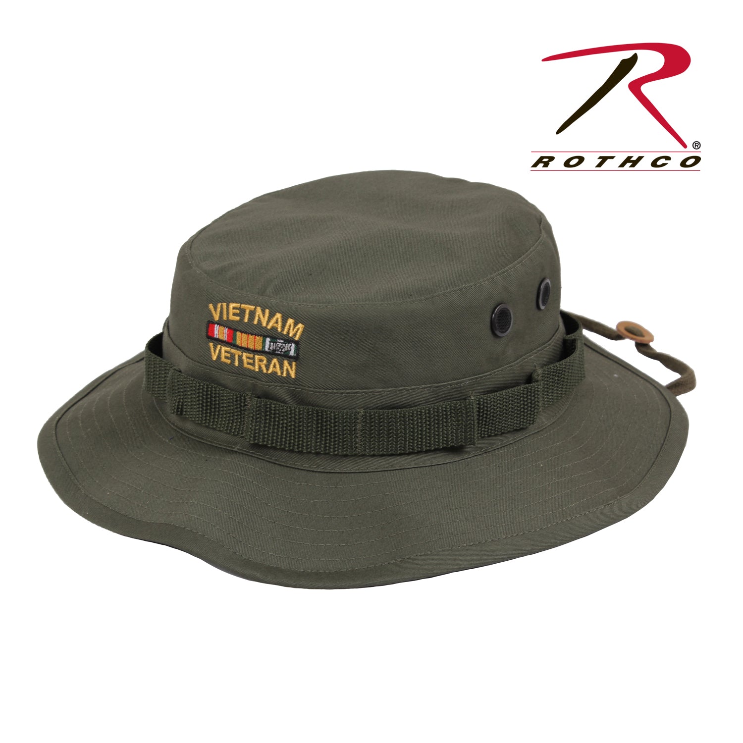 Rothco Vietnam Veteran Boonie Hat with Embroidered Honors, Adjustable Chin Strap and Ventilation for Outdoors
