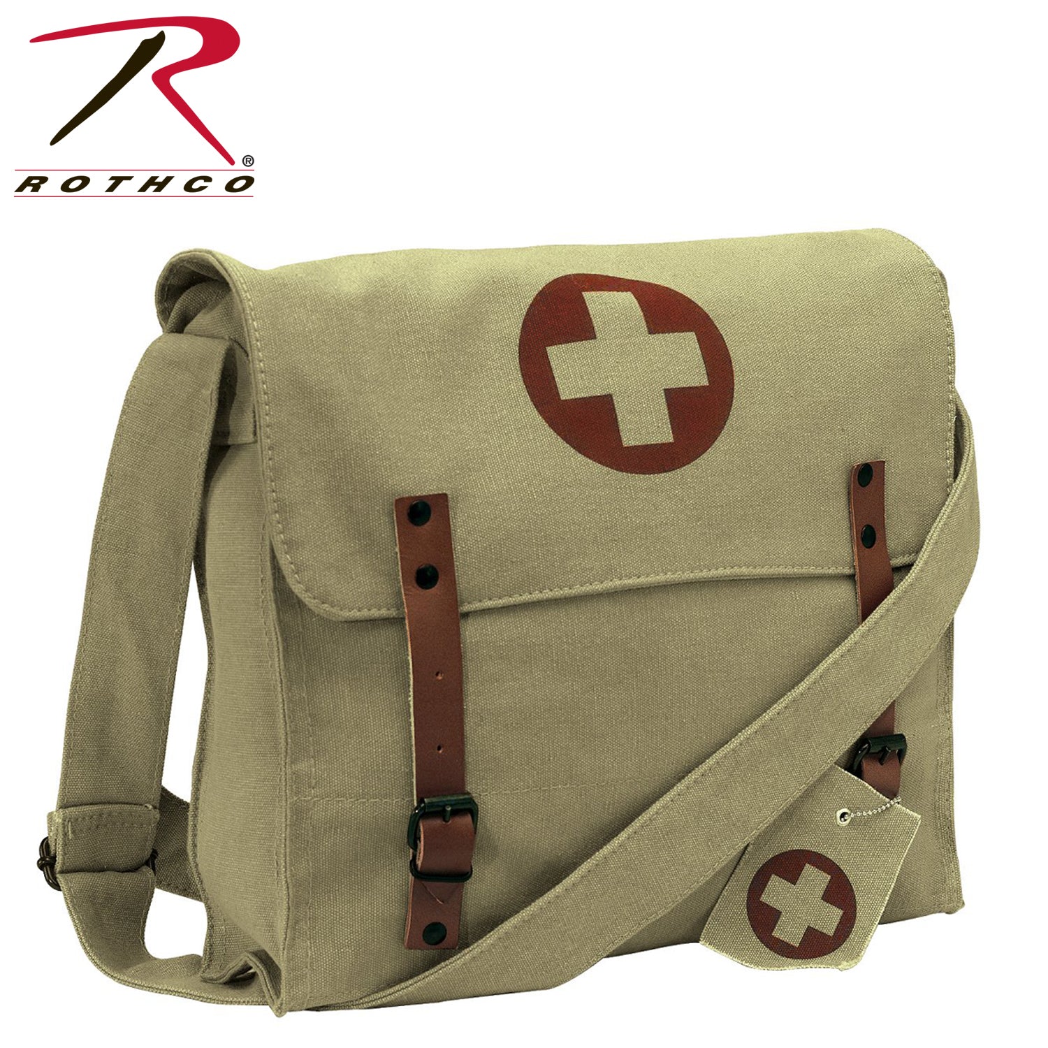 Rothco Vintage Medic Canvas Bag with Cross - Khaki, Part No. 9121