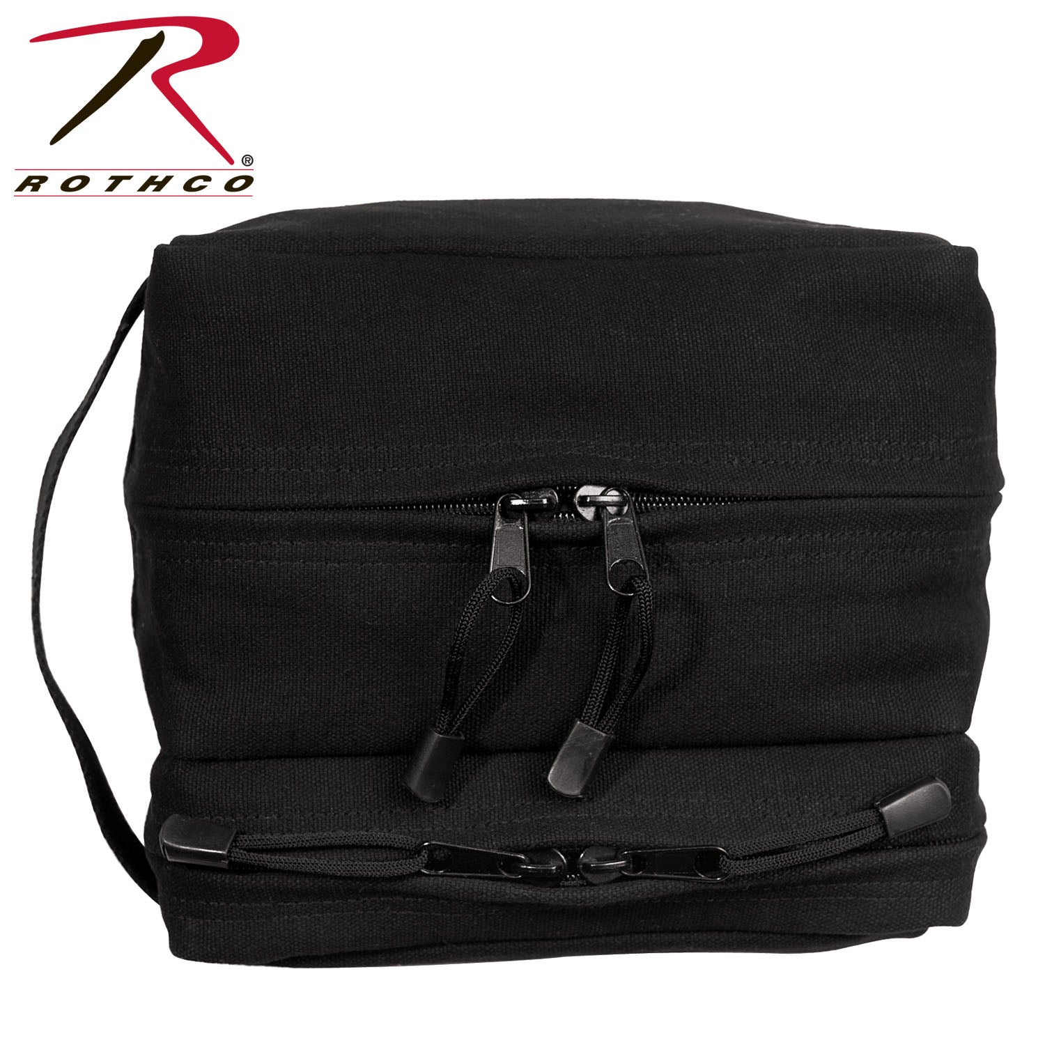 Rothco Canvas Dual Compartment Travel Kit - Black, Part Number 9126-BK