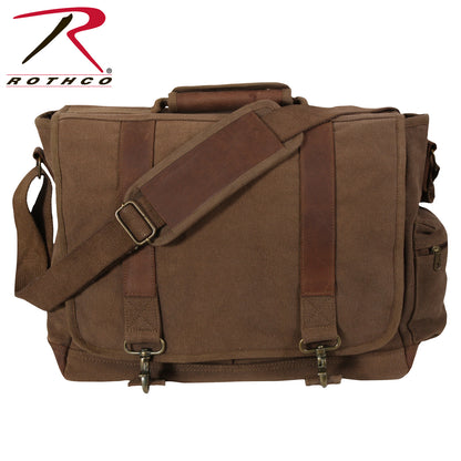 Rothco Vintage Canvas Pathfinder Laptop Bag with Leather Accents in Earth Brown