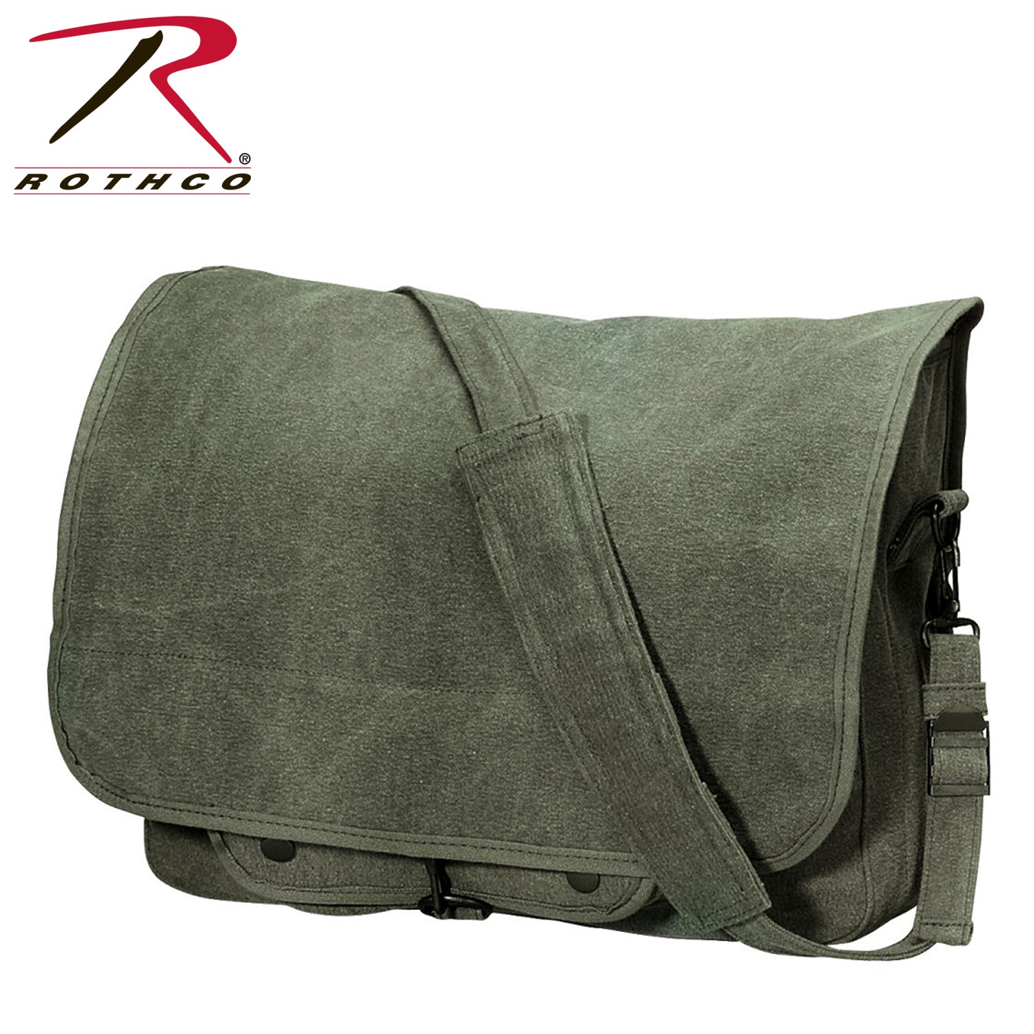 Rothco Vintage Canvas Paratrooper Bag Olive Drab – Durable Military-Style Shoulder Bag with Organizer and Adjustable Strap