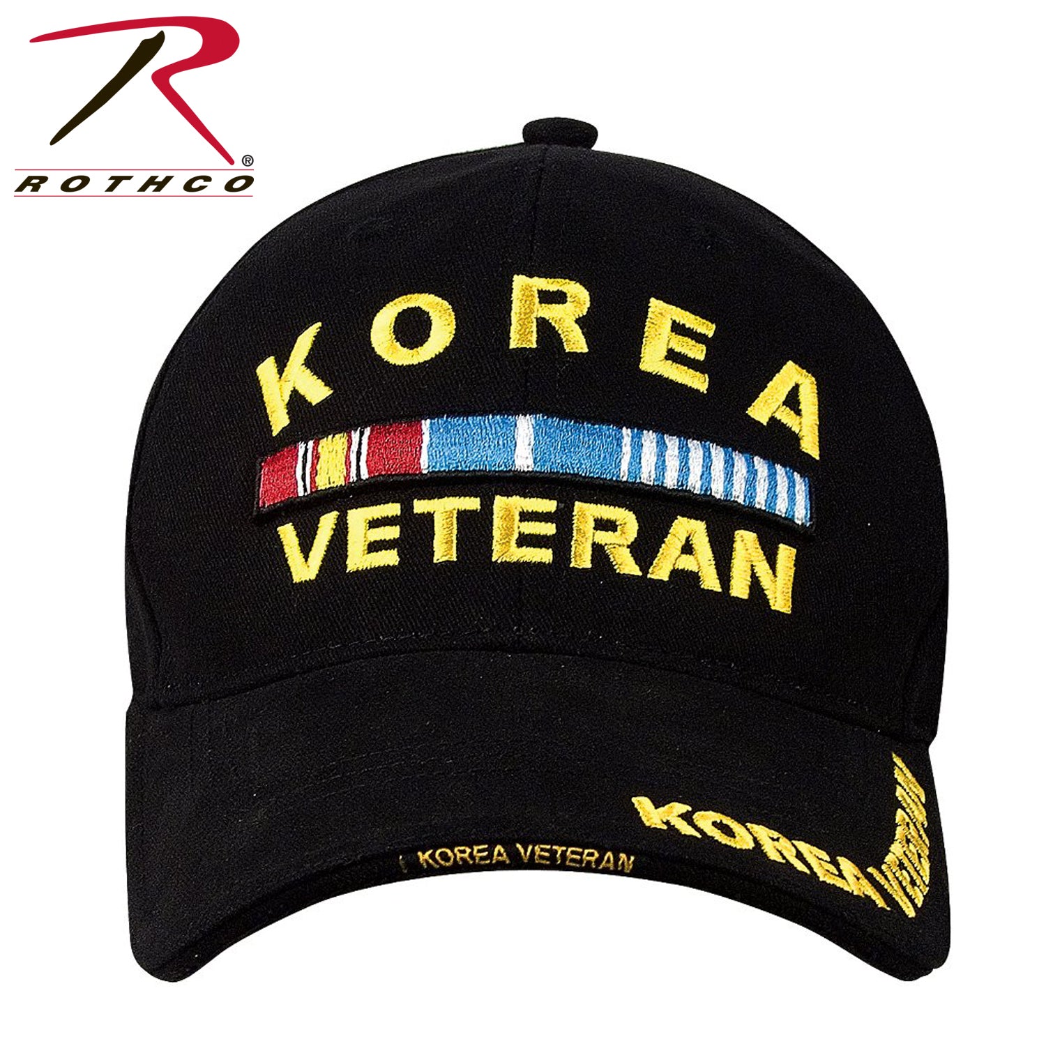 Rothco Deluxe Korea Veteran Low Profile Insignia Cap - Embroidered Service Ribbon and 'Korea Veteran' Text