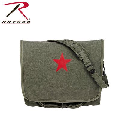Rothco Vintage Canvas Shoulder Bag with Red Star - Classic Messenger Bag for School and Work