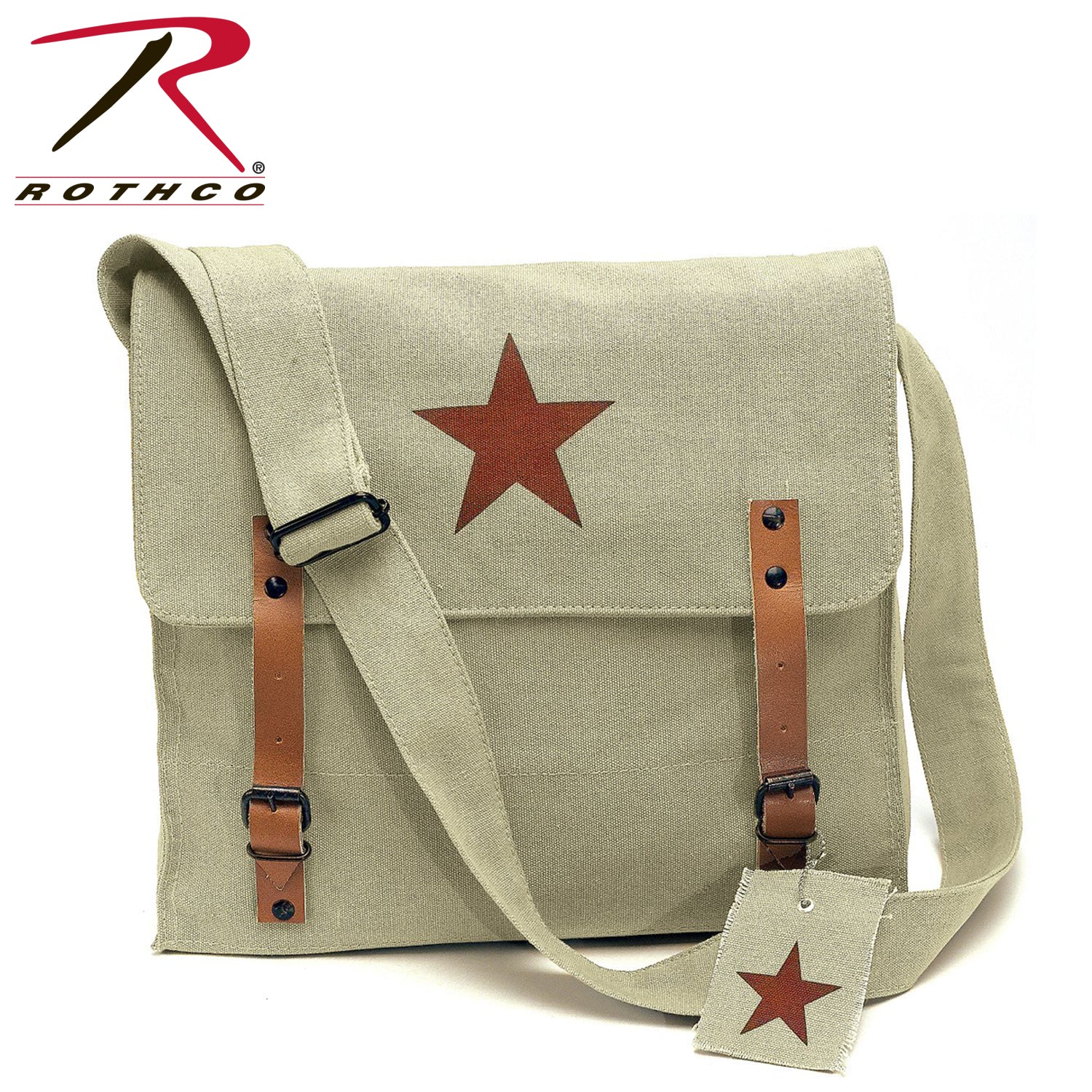 Rothco Canvas Classic Bag with Medic Star in Khaki – Durable 12.5-inch x 11-inch Messenger Bag with Adjustable Shoulder Strap