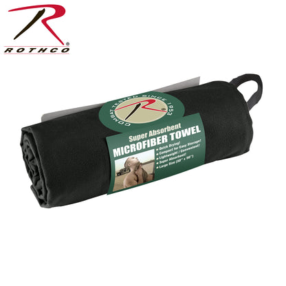 Rothco Microfiber Towel Black 30" x 50" – Lightweight, Fast-Drying Outdoor Towel