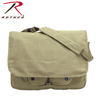 Rothco Vintage Canvas Paratrooper Bag Khaki - Durable Military-Style Carryall with Adjustable Strap and Multiple Compartments