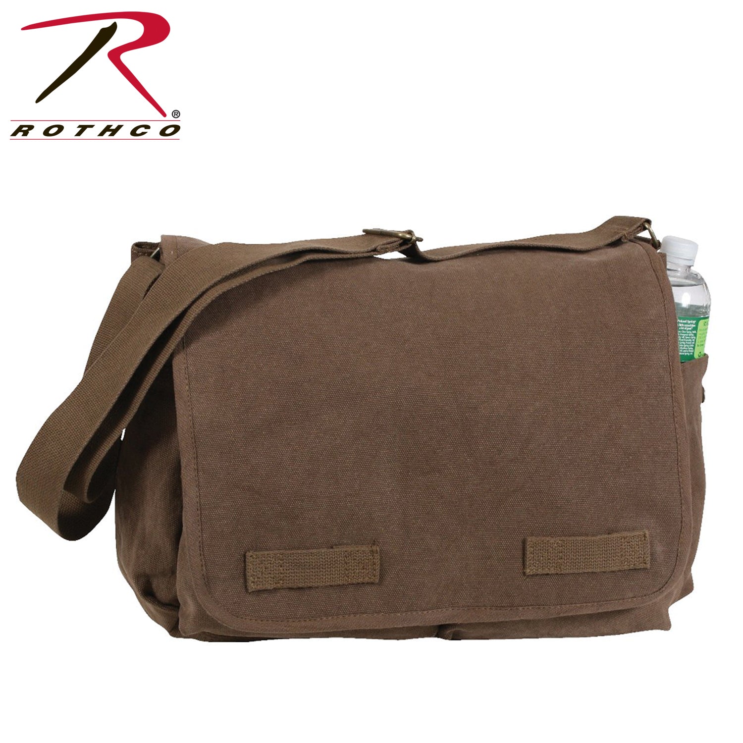 Rothco Classic Canvas Messenger Bag in Earth Brown – Heavy-Duty Military Style with Adjustable Strap
