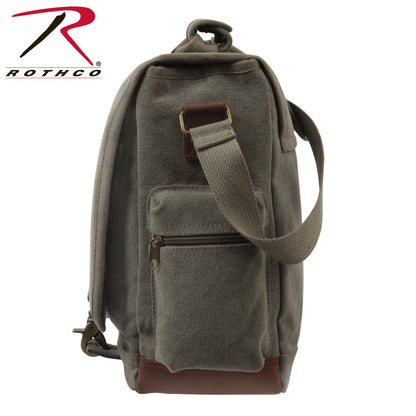 Rothco Vintage Canvas Pathfinder Laptop Bag with Leather Accents - Olive Drab