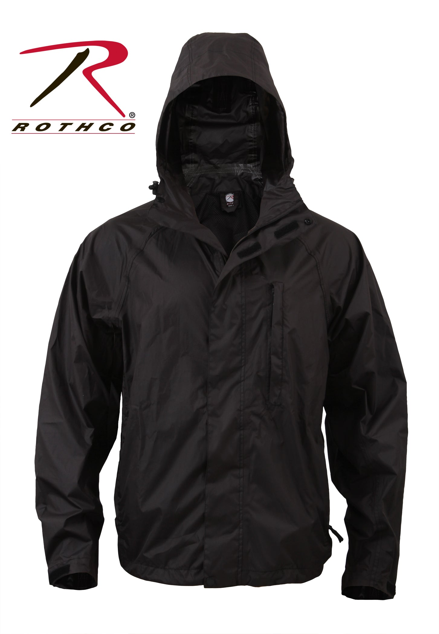 Rothco Packable Rain Jacket in Black, Size Small – Compact Waterproof Outerwear for Outdoor Activities