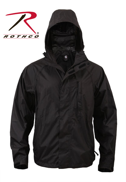 Rothco Packable Rain Jacket Black Size Large - Compact & Breathable Waterproof Outerwear