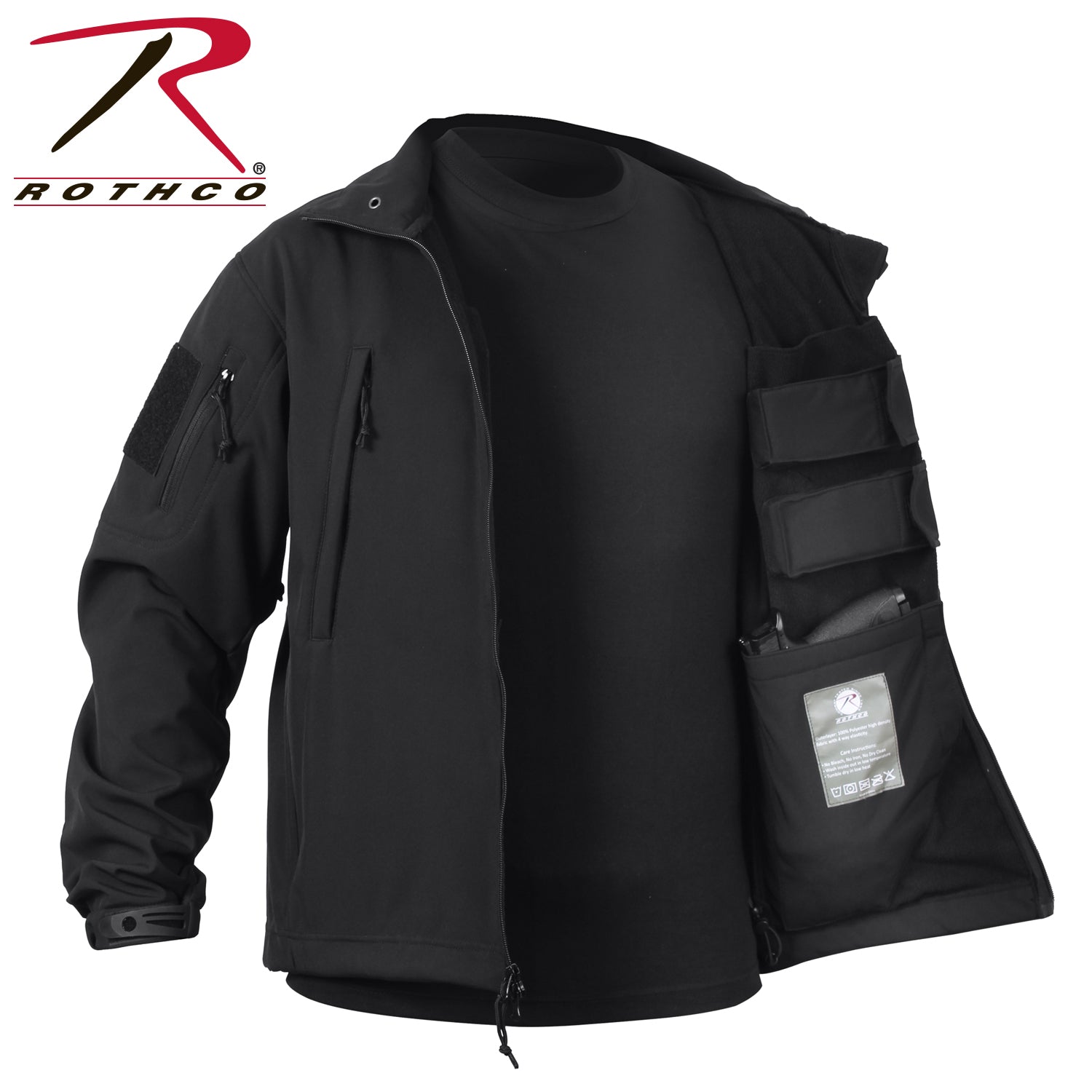 Rothco Concealed Carry Soft Shell Jacket for Men, Size Large, Black