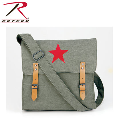 Rothco Canvas Classic Bag with Medic Star in Vintage Olive Drab - Durable 12.5 x 11 x 3 Inch Messenger Bag