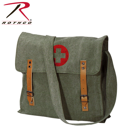 Rothco Vintage Medic Canvas Bag with Cross in Olive Drab – Durable 14oz Cotton Utility Bag