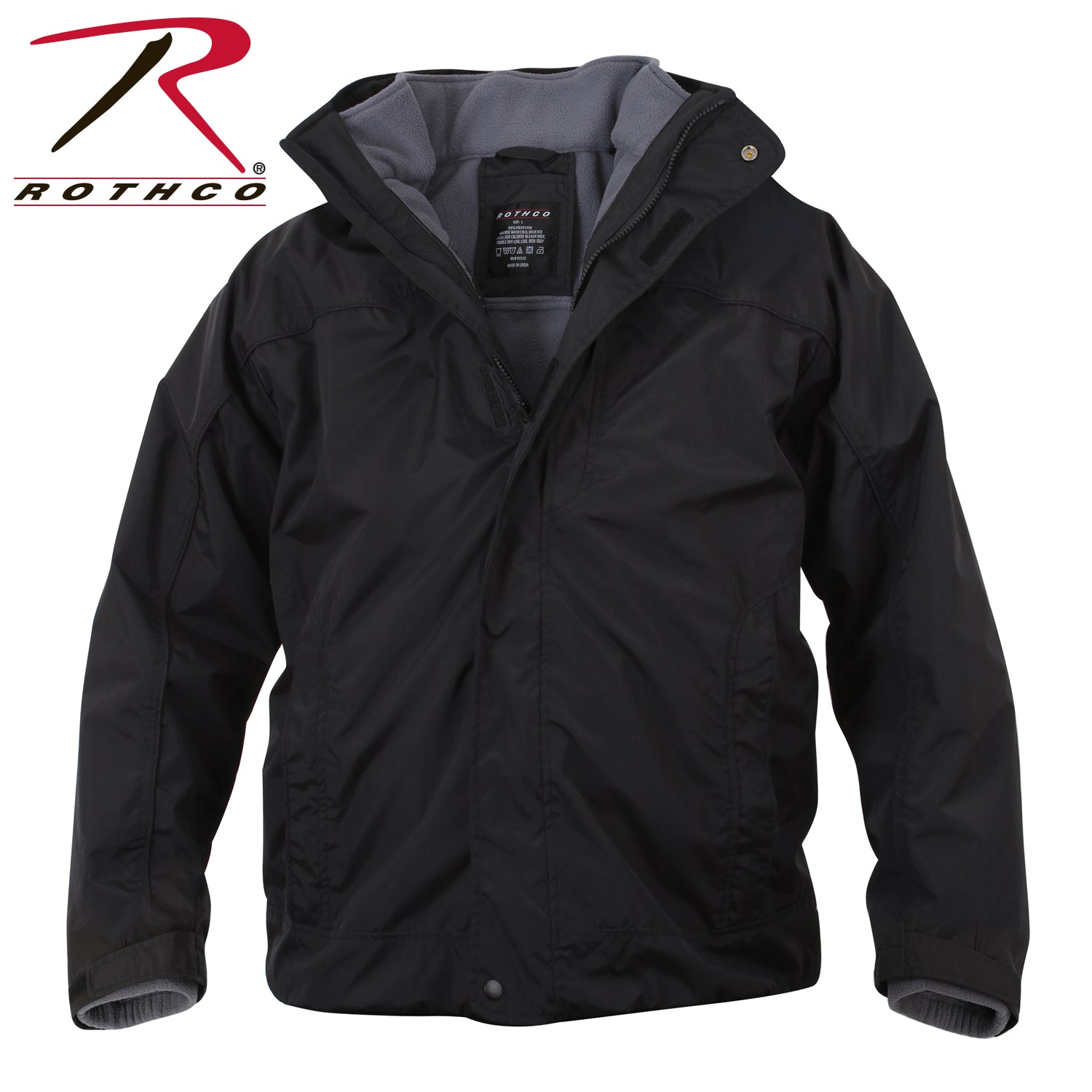 Rothco All Weather 3-in-1 Jacket Black Size 2XL - Versatile Waterproof Outerwear for Outdoor and Daily Use