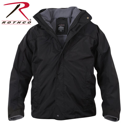 Rothco All Weather 3-in-1 Jacket Black Size 2XL - Versatile Waterproof Outerwear for Outdoor and Daily Use