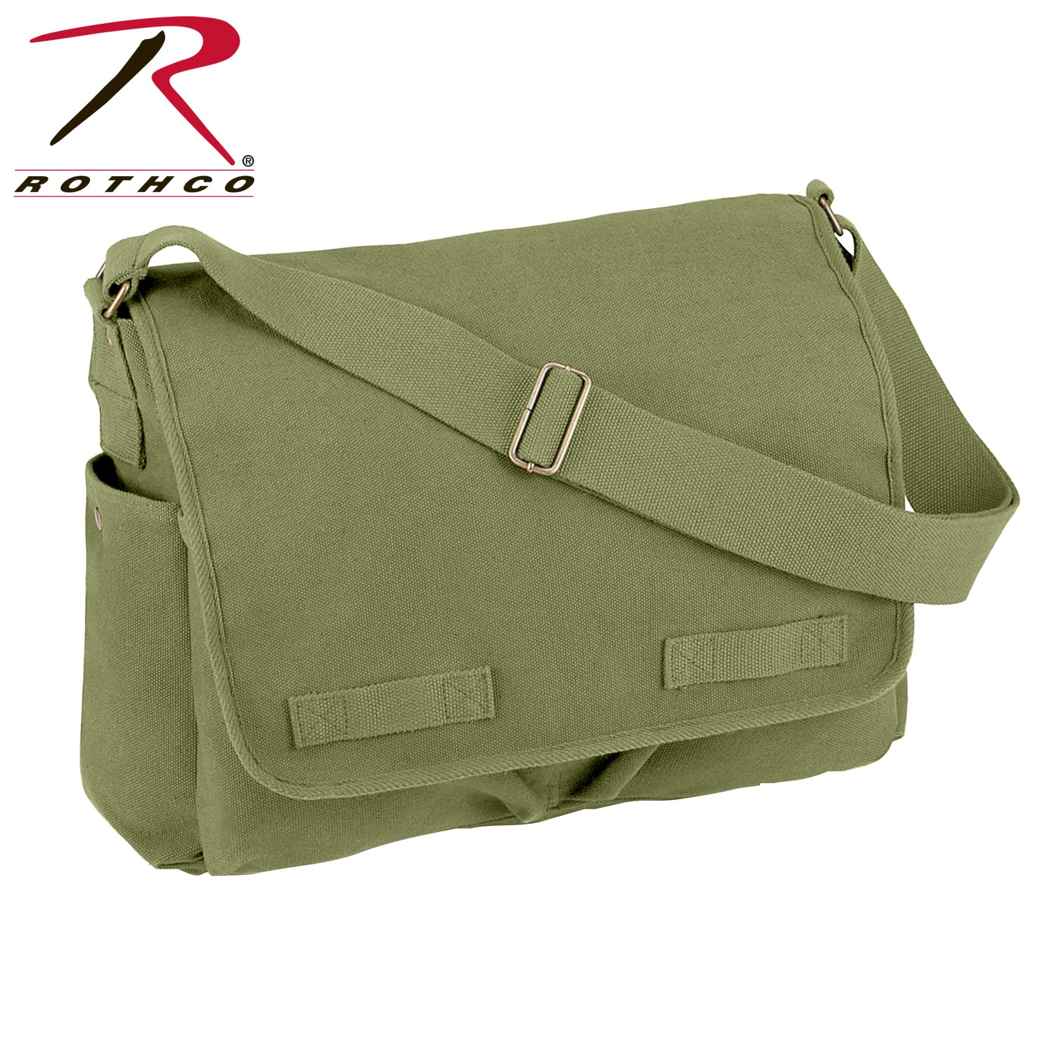 Rothco Classic Canvas Messenger Bag Olive Drab - Heavy-Duty Military Style with Multiple Pockets and Adjustable Strap