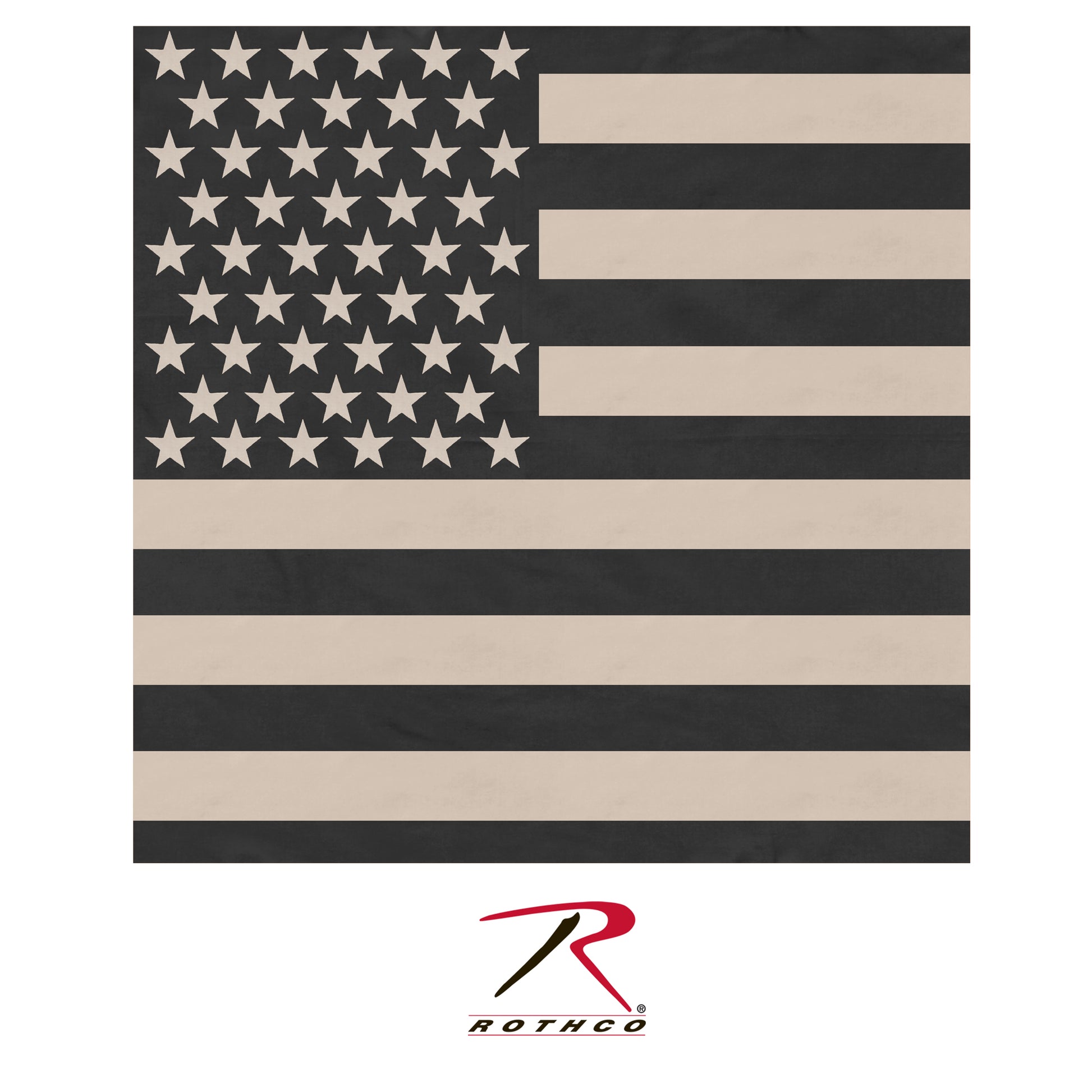 Rothco Subdued US Flag Bandana Black / Khaki – Multi-Purpose 22-Inch Neckwear and Face Covering