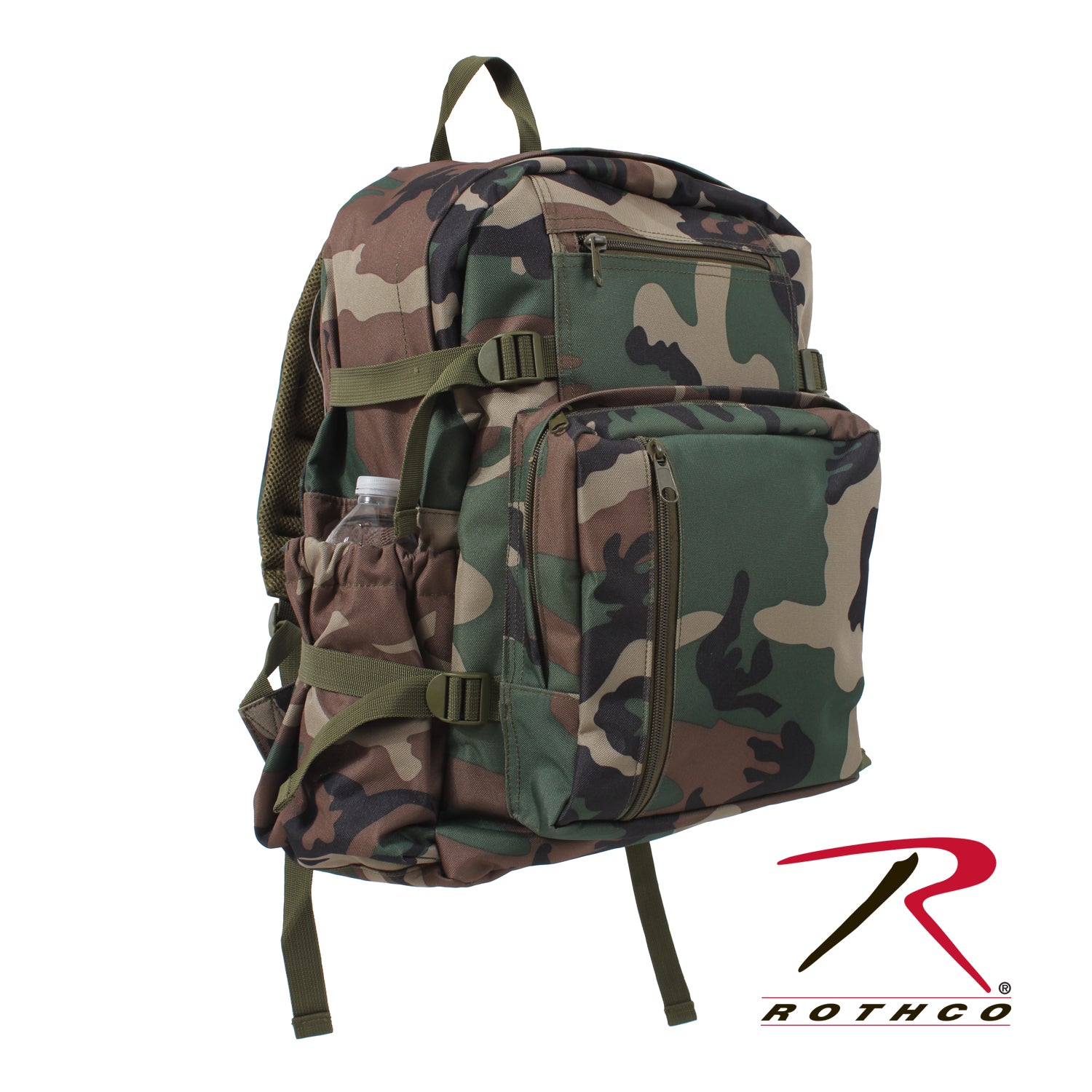 Rothco Woodland Camo Backpack Part Number 88557 – Durable Tactical Gear Bag with Multiple Compartments and MOLLE Straps