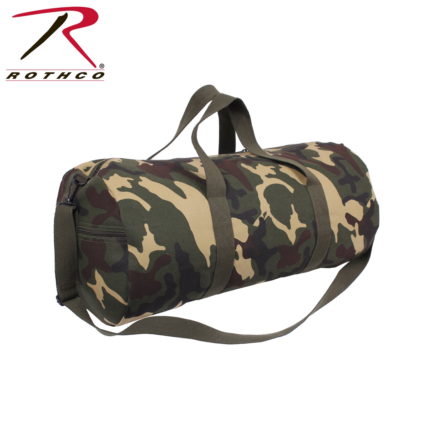 Rothco Canvas Shoulder Duffle Bag in Woodland Camo – 24 Inch Size