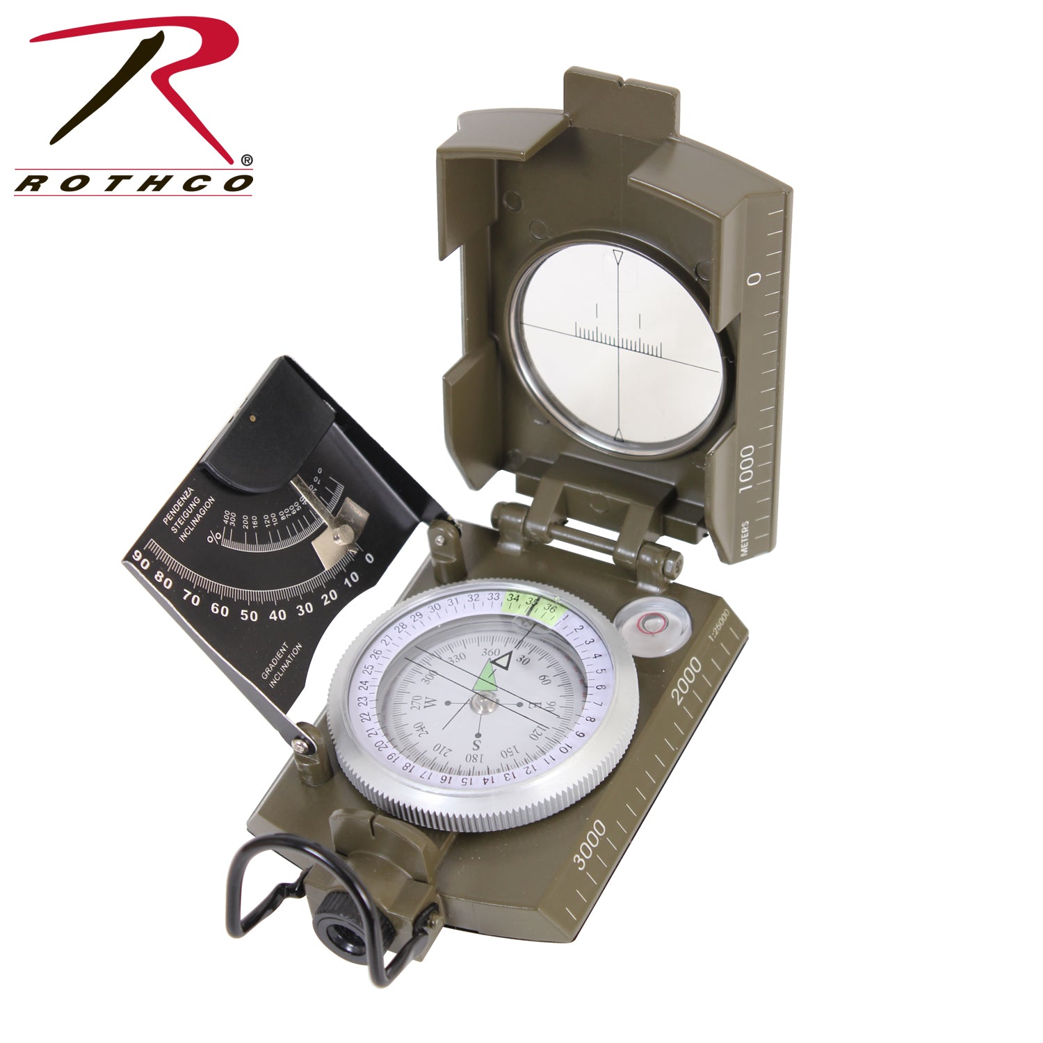 Rothco Deluxe Marching Compass Olive Drab Part Number 14060