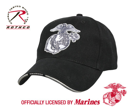 Rothco Deluxe Eagle, Globe & Anchor Low Profile Cap Black – Marine Support Hat with Adjustable Fit
