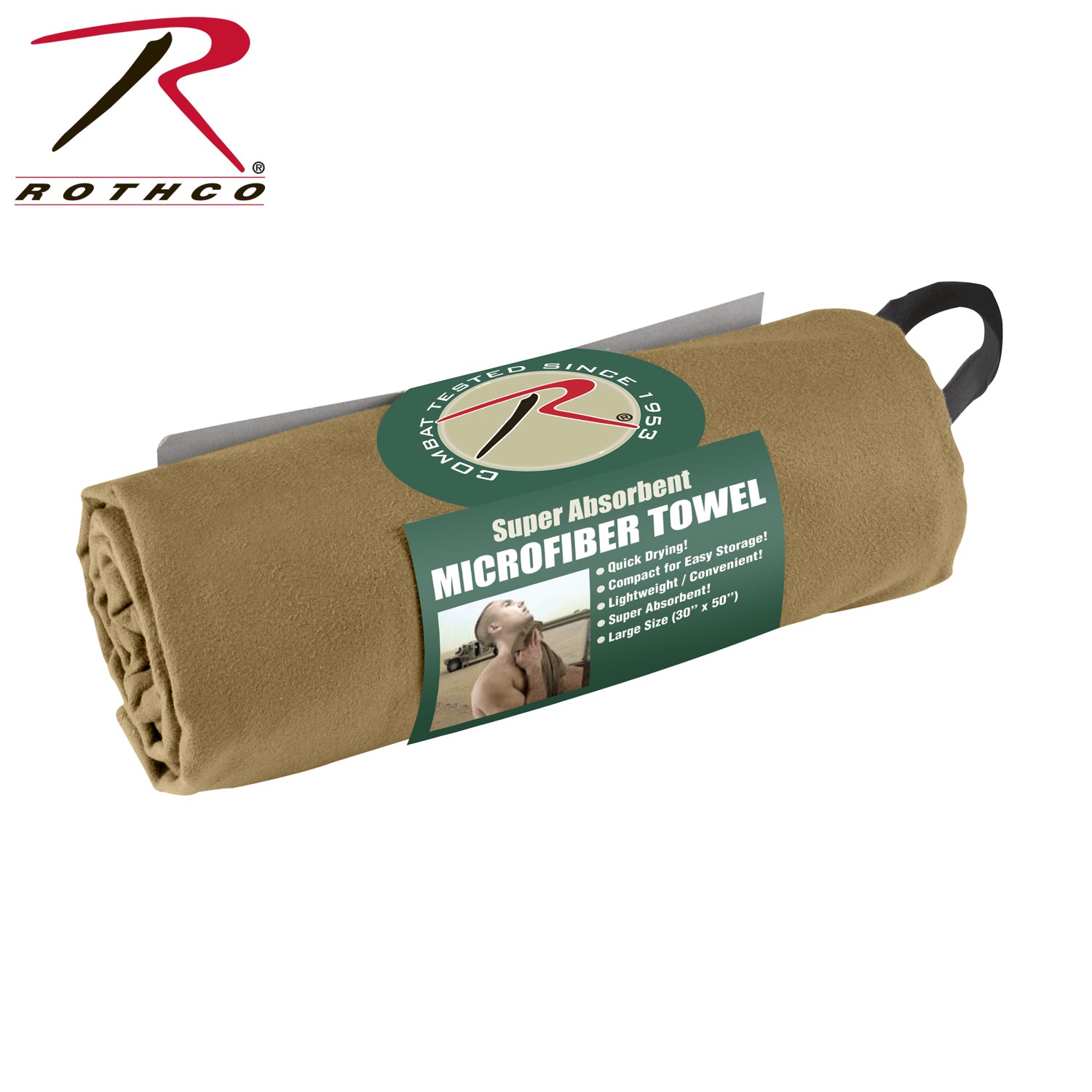 Rothco Microfiber Towel Coyote Brown 30 x 50 inches – Lightweight, Fast-Drying Outdoor Towel