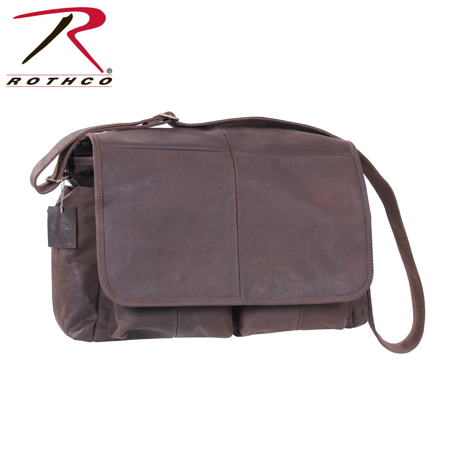 Rothco Brown Leather Classic Messenger Bag - Versatile and Durable for Daily Use