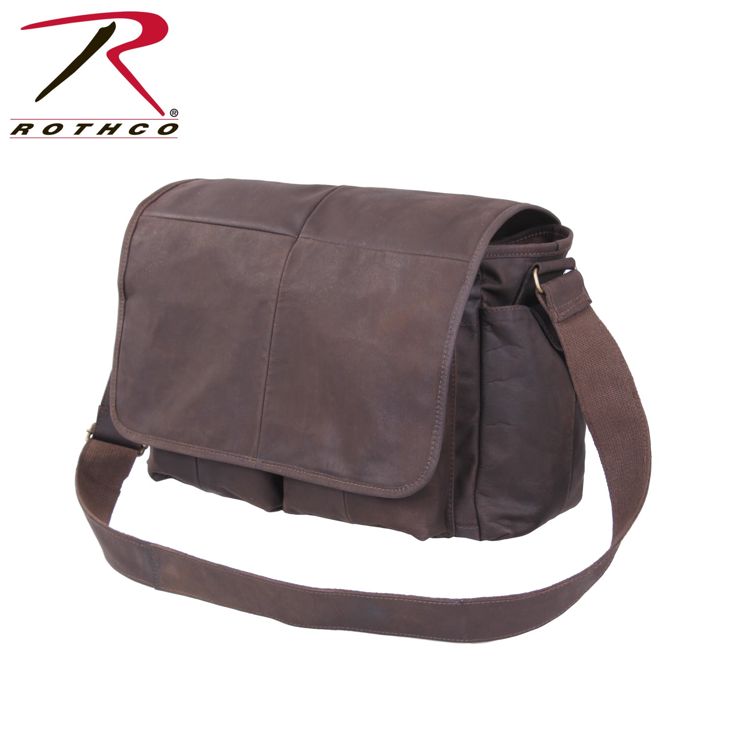 Rothco Brown Leather Classic Messenger Bag - Versatile and Durable for Daily Use